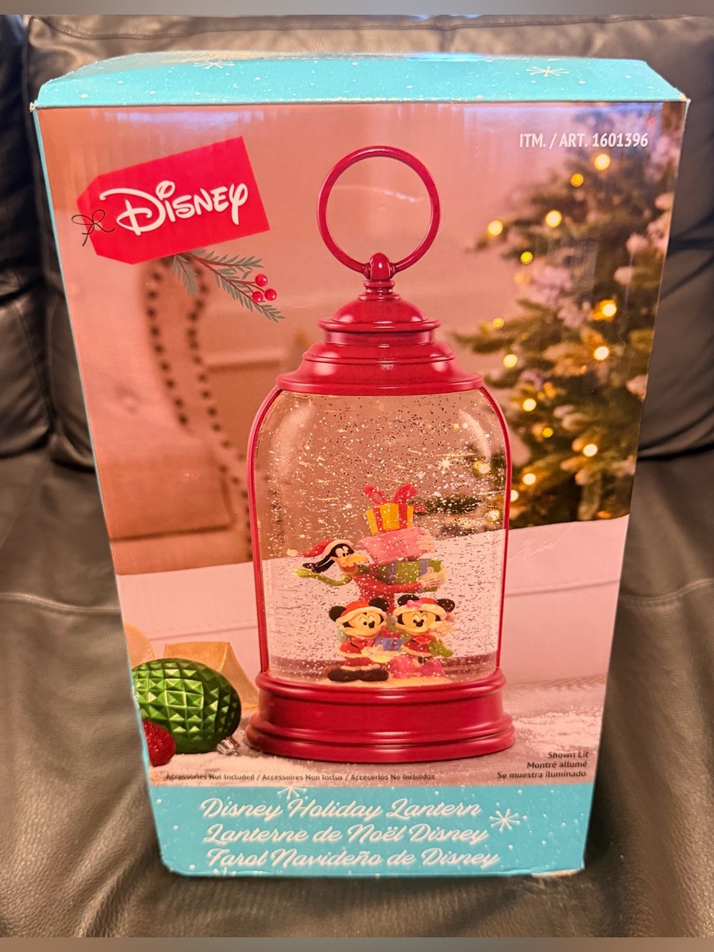 Disney Holiday Christmas Snow Globe Lantern with Mickey Mouse & Minnie Mouse